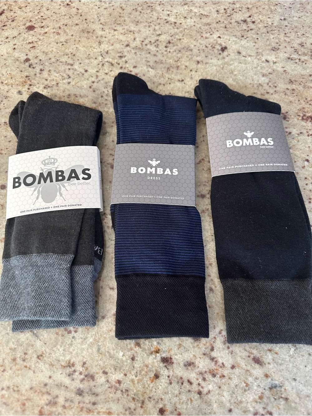 NWT - Bombas Men's Dress Socks - Black, Navy & Gray Trio